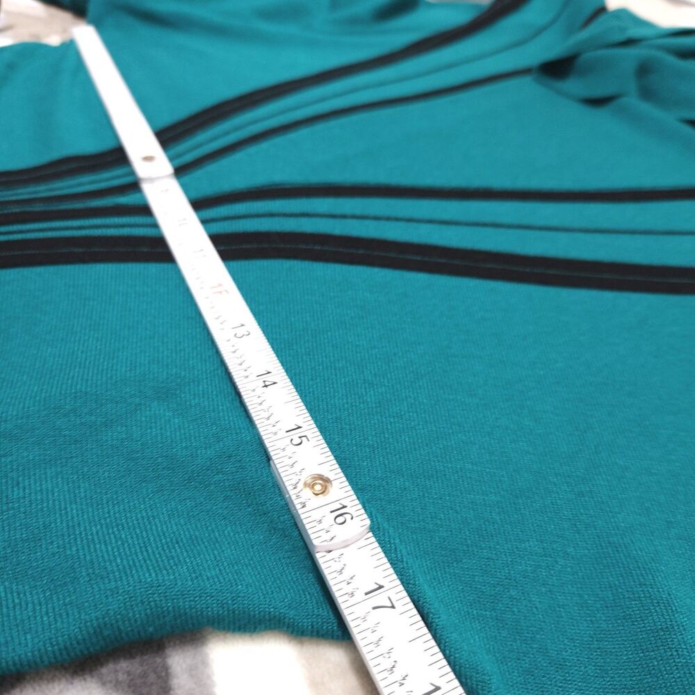 Sharagano Top Sweater Size Medium Teal Color With Curved Black Lines - Picture 5 of 8